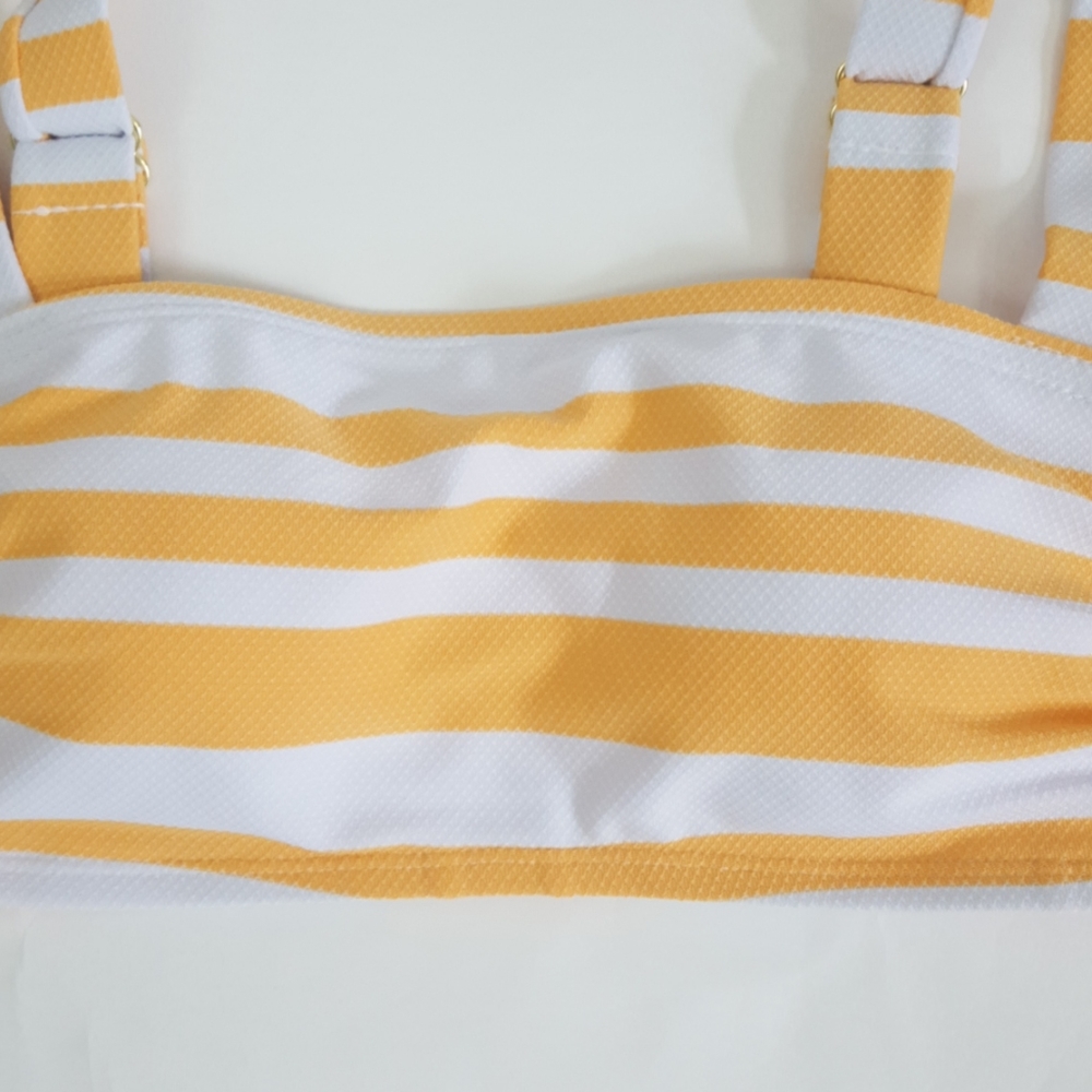 Kona Sol Yellow Striped Textured Bikini Set - Picture 6 of 15